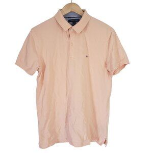 Tommy Hilfiger Mens Slim Fit Peach Polo Shirt Size L Casual Preppy Golf Classic